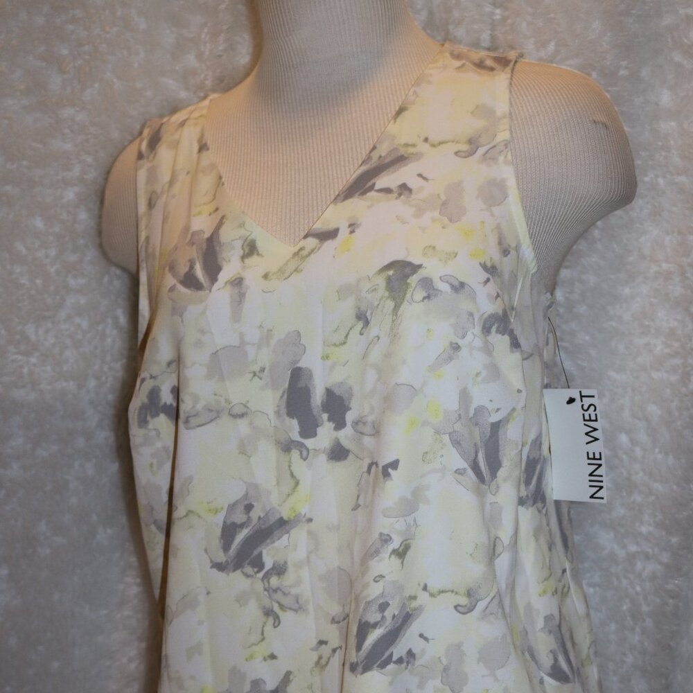 Nine West yellow floral dressy tank top NWT size small - Picture 1 of 9
